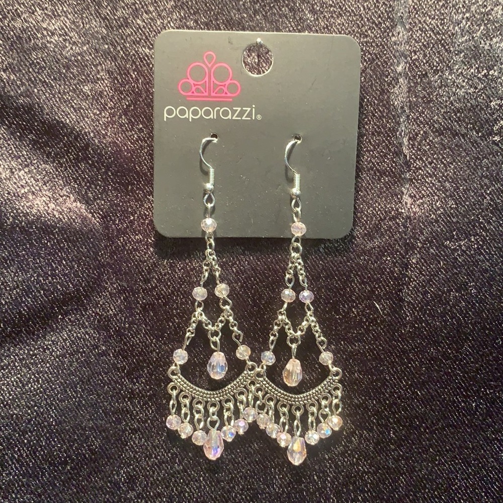 Light pink chandelier earrings